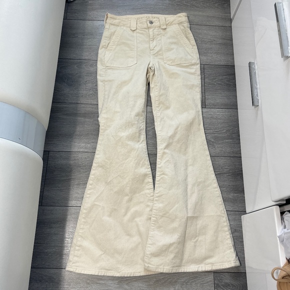 American eagle flare wide leg cream jeans - Picture 1 of 3